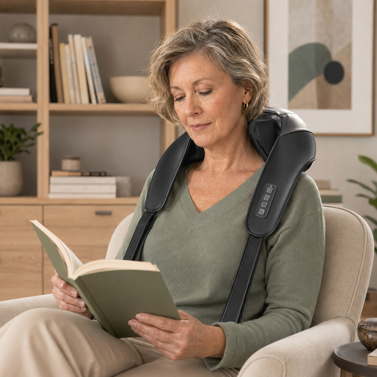 Cordless Neck and Shoulder Massager with Heat, Shiatsu Kneading, 6 Nodes