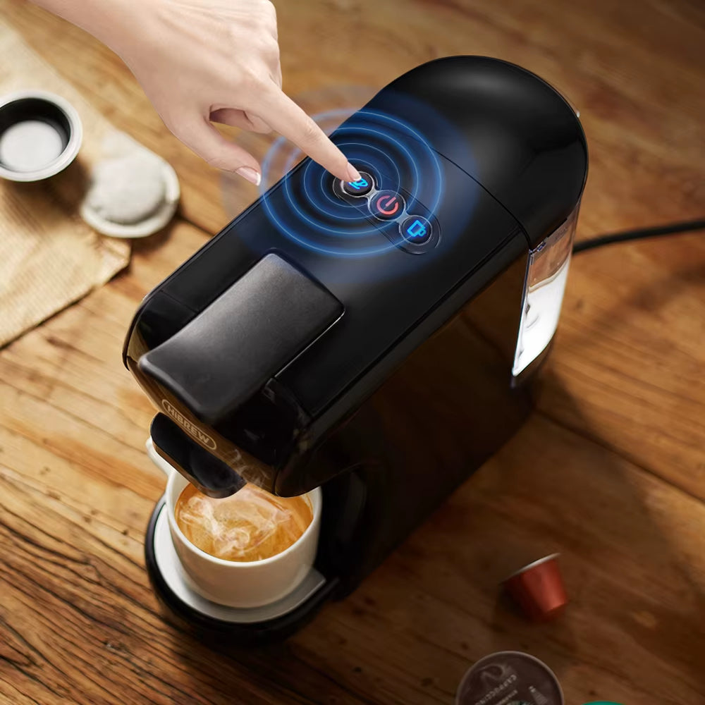Multi-Capsule Coffee Maker with Ground Coffee Adapter, Short and Lungo Settings