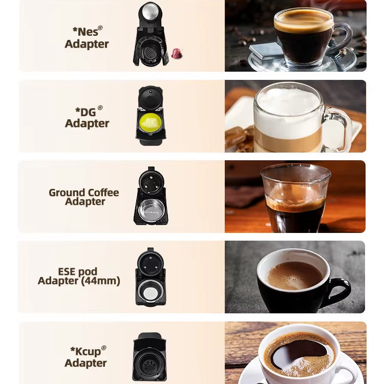 5-in-1 Pod and Ground Coffee Maker with Interchangeable Adapters