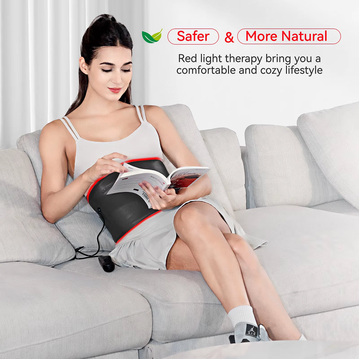 Flexible Red Light Therapy Belt with Near-Infrared LEDs and Handheld Controller