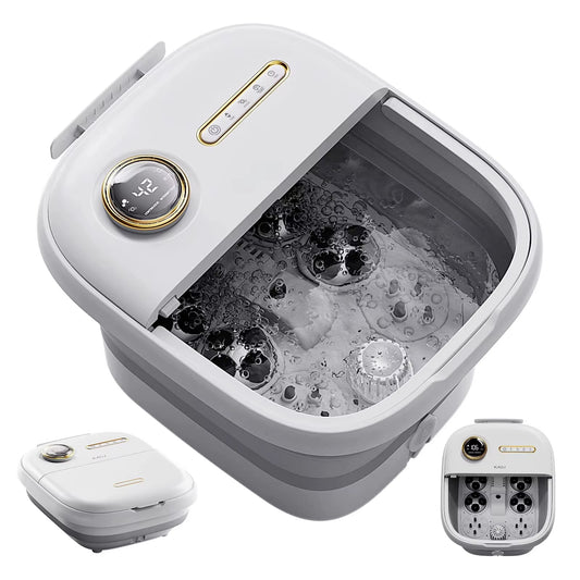Foldable Heated Foot Spa Bath Massager with Bubbles, 4 Rollers & Red Light | 95–118°F Temperature Control, Timer & Drain