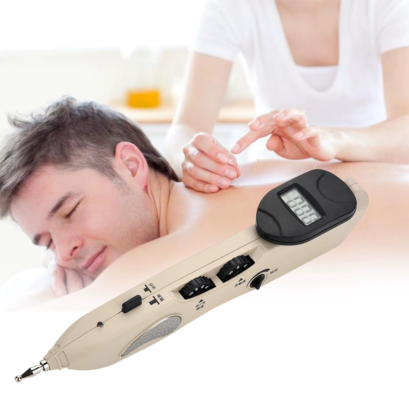 Electric Acupuncture Pen for Pain Relief | Needle-Free Meridian Therapy Massager with LCD Display, 10 Intensity Levels, 3 Tips & Rechargeable Design