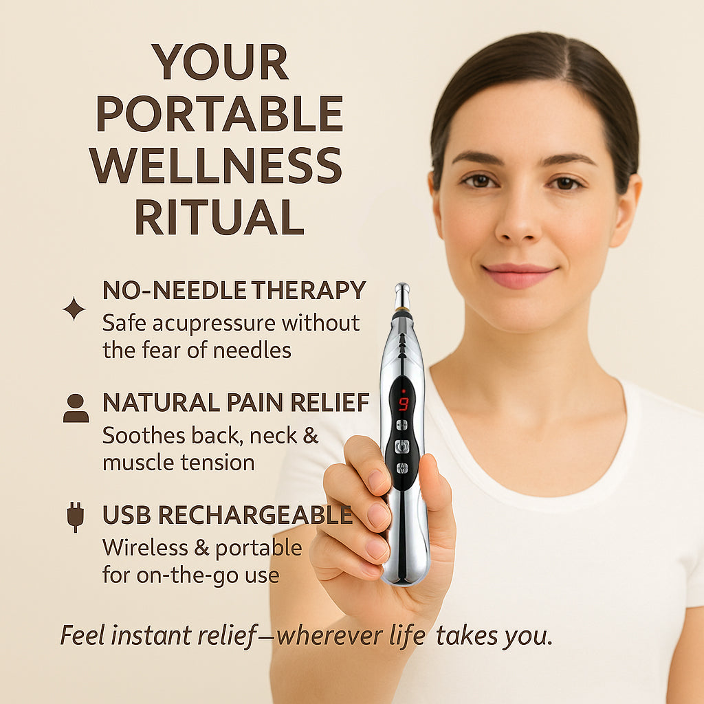Electric Acupuncture Pen for Pain Relief | Needle-Free Microcurrent Meridian Therapy Device with 5 Heads, Muscle Recovery & USB-C Charging