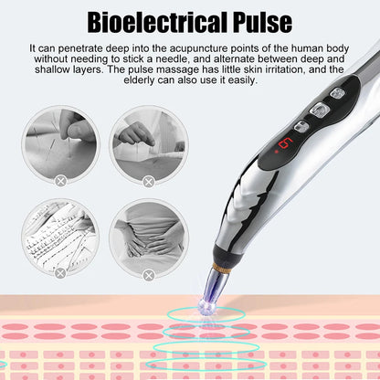 Electric Acupuncture Pen for Pain Relief | Needle-Free Microcurrent Meridian Therapy Device with 5 Heads, Muscle Recovery & USB-C Charging