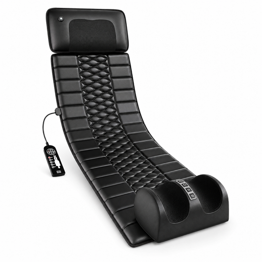 Full Body Massage Mat with Heat, 10 Vibration Points & 9 Modes | Shiatsu Back Massage Pad with Adjustable Intensity and Timer Mat + Foot Massager