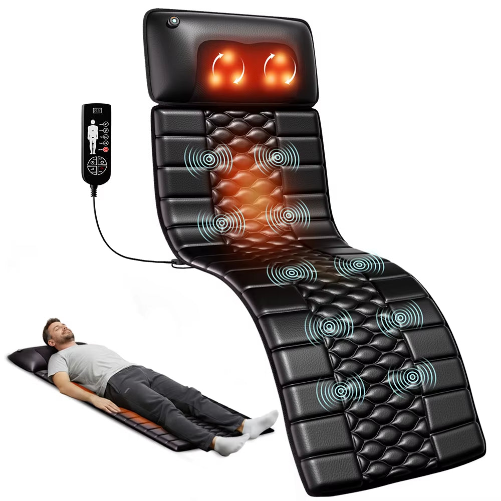 Full Body Massage Mat with Heat, 10 Vibration Points & 9 Modes | Shiatsu Back Massage Pad with Adjustable Intensity and Timer Mat