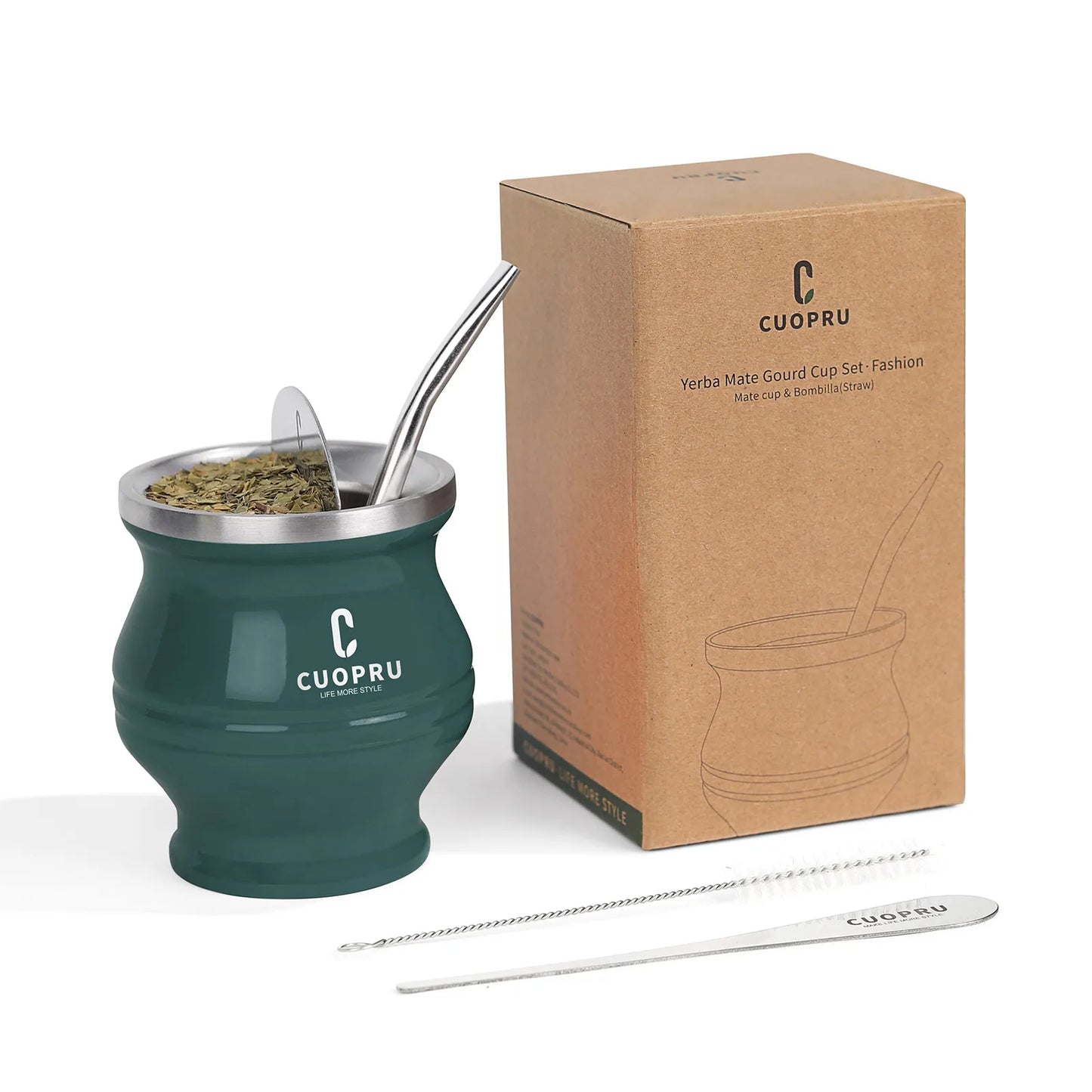 Premium Stainless Steel Yerba Mate Cup | Double-Wall Insulated Mate Gourd Set with Bombilla Straw