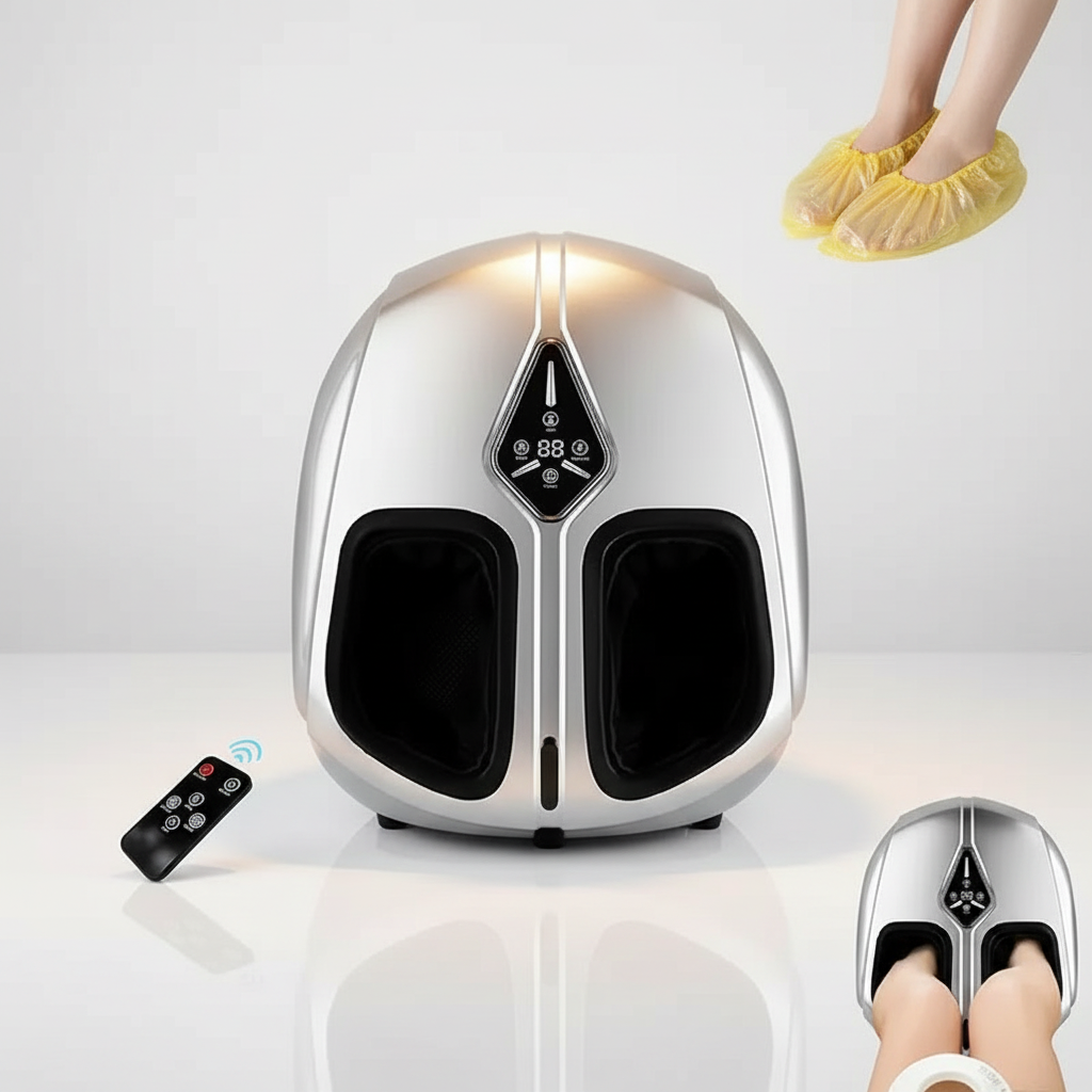 Shiatsu Foot Massager with Heat and Air Compression | 4 Modes, 5 Intensities, Deep Kneading Rollers & Remote Control Grey