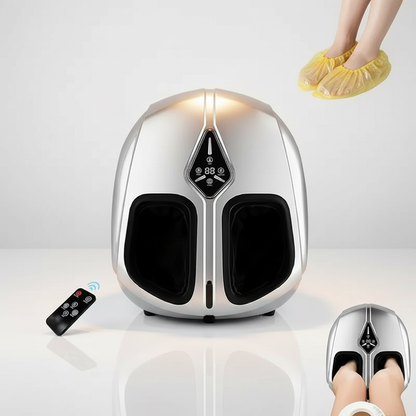 Shiatsu Foot Massager with Heat and Air Compression | 4 Modes, 5 Intensities, Deep Kneading Rollers & Remote Control Grey