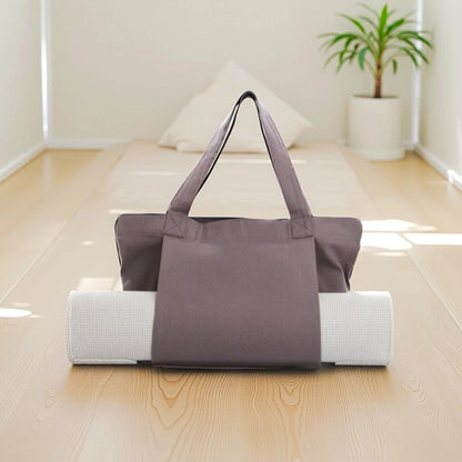 Yoga Mat Carry Bag | Canvas Yoga Mat Tote with Adjustable Strap & Extra Storage | Lightweight Mat Carrier for Gym, Studio & Travel Grey
