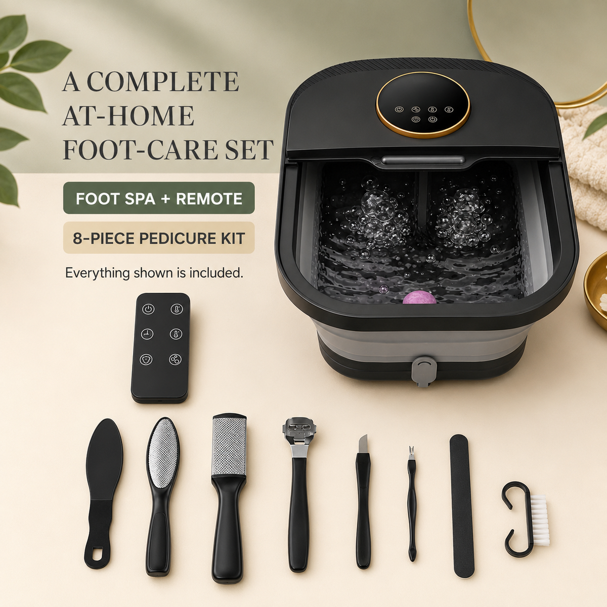 Collapsible Foot Spa with Heat, Bubbles, Manual Rollers and Remote