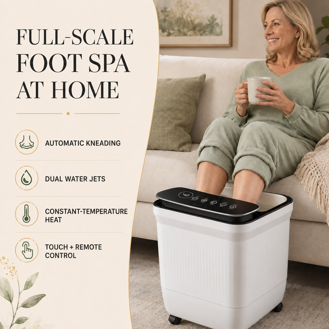 Motorized Foot Spa Bath Massager with Heat, Automatic Rollers, Water Jets, Temperature Control and Remote for Home Use