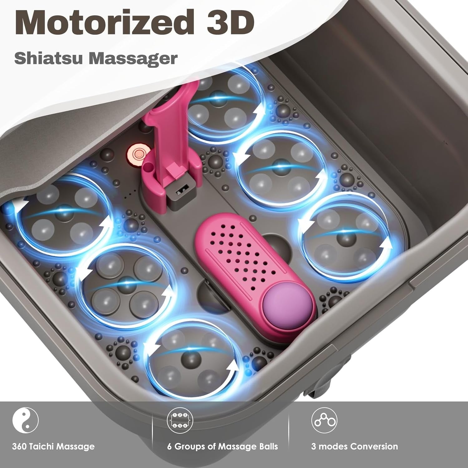 Collapsible Heated Foot Spa Bath Massager with Bubbles, Rollers, Temperature Control, Remote & Pedicure Stone