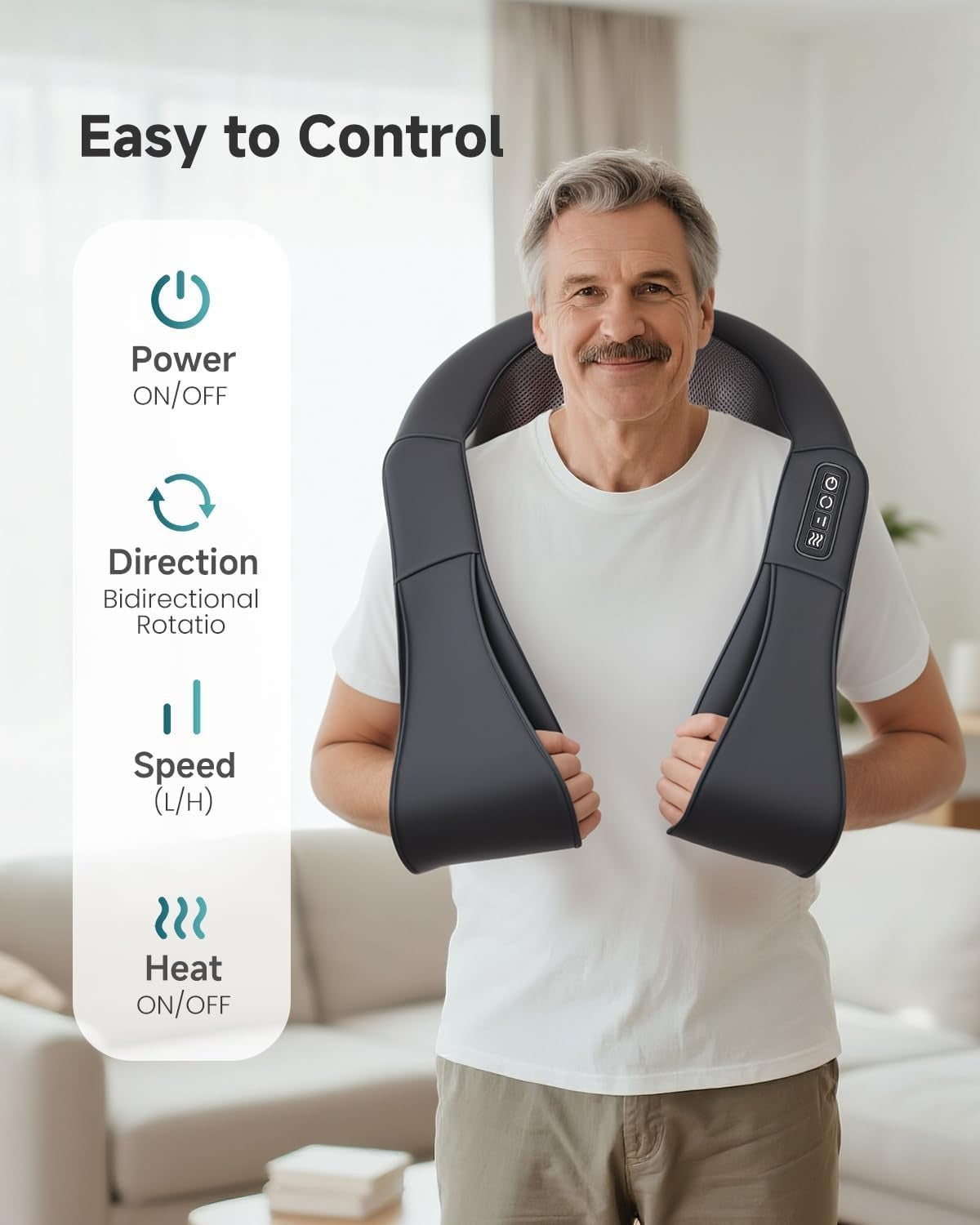 Cordless Neck and Shoulder Massager with Heat, 8 Shiatsu Kneading Nodes