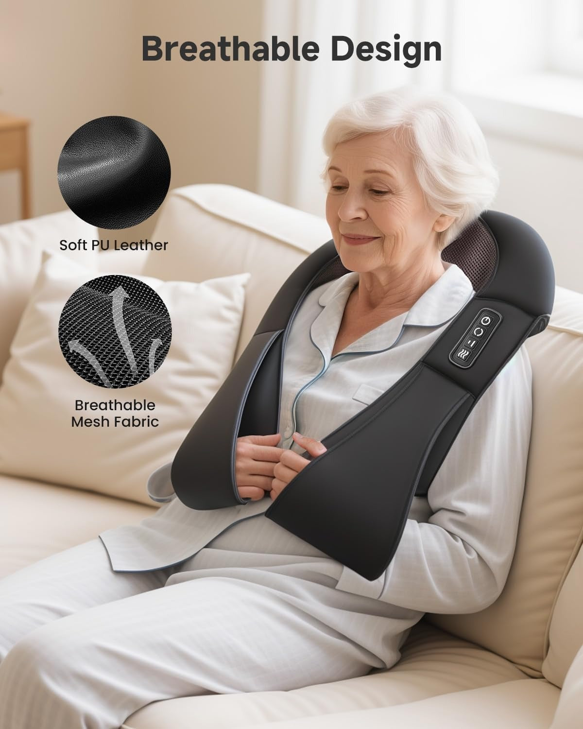 Cordless Neck and Shoulder Massager with Heat, 8 Shiatsu Kneading Nodes