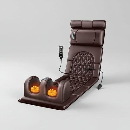 Full Body Massage Mat with Heat | Massage Mattress with Vibration, Kneading, 3 Intensities & Portable Foldable Design Brown