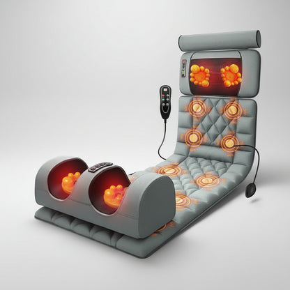 Full Body Massage Mat with Heat | Massage Mattress with Vibration, Kneading, 3 Intensities & Portable Foldable Design Green