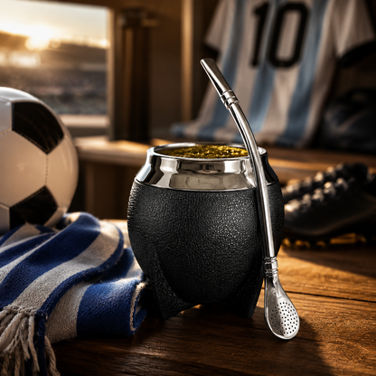 Yerba Mate Gourd Set | Premium Insulated Stainless Steel Mate Cup with Bombilla Straw, Cleaning Brush & 10oz Travel Design