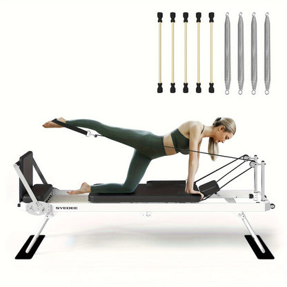 Foldable Pilates Reformer for Home | Dual Resistance (Springs + Cords), 400 LB Capacity, Compact 8 sq ft Design, Full Pilates Kit Included