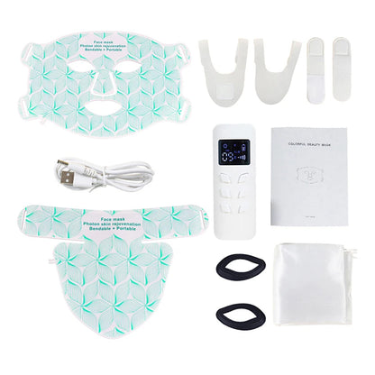 LED Face Mask with Neck Light Therapy | 8-Color Red Light Therapy Mask for Skin Firming, Wrinkles & Acne Care