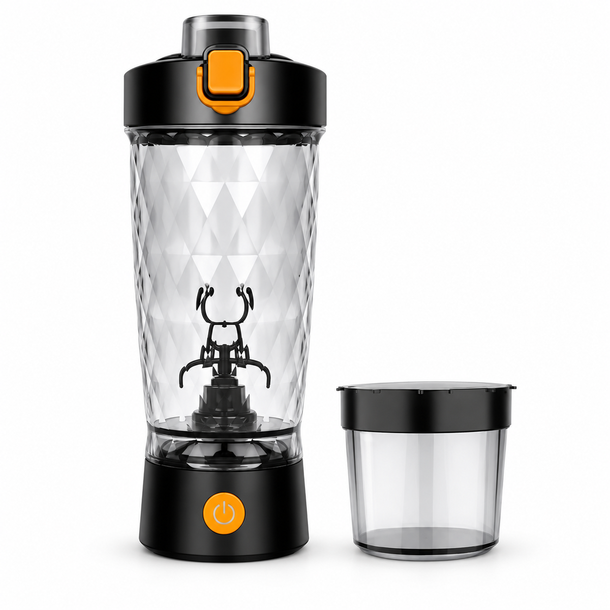 Electric Protein Shaker Bottle with Powder Storage, USB-C Rechargeable Black