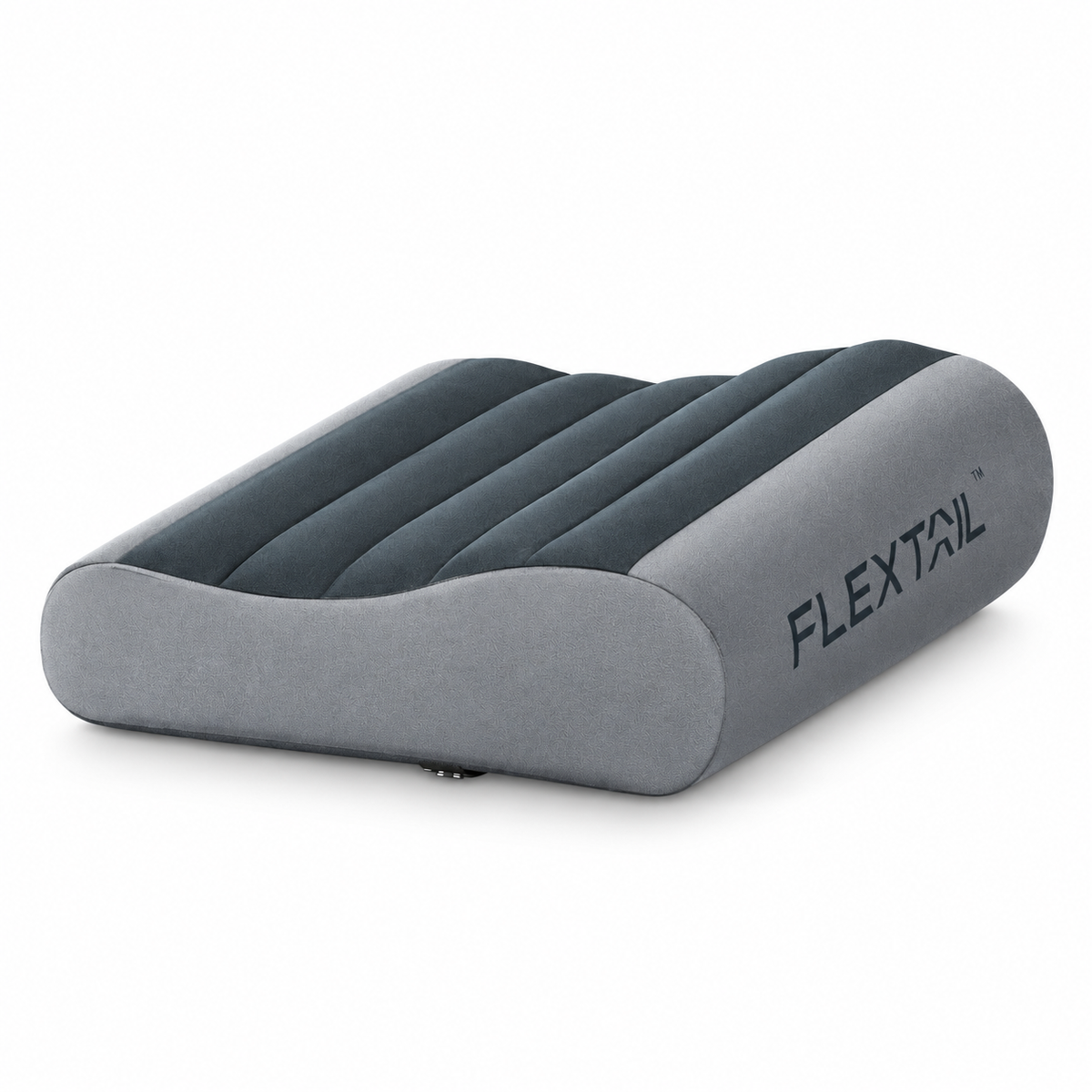 Inflatable Camping Pillow with Dual-Height Contour and Washable Cover Gray
