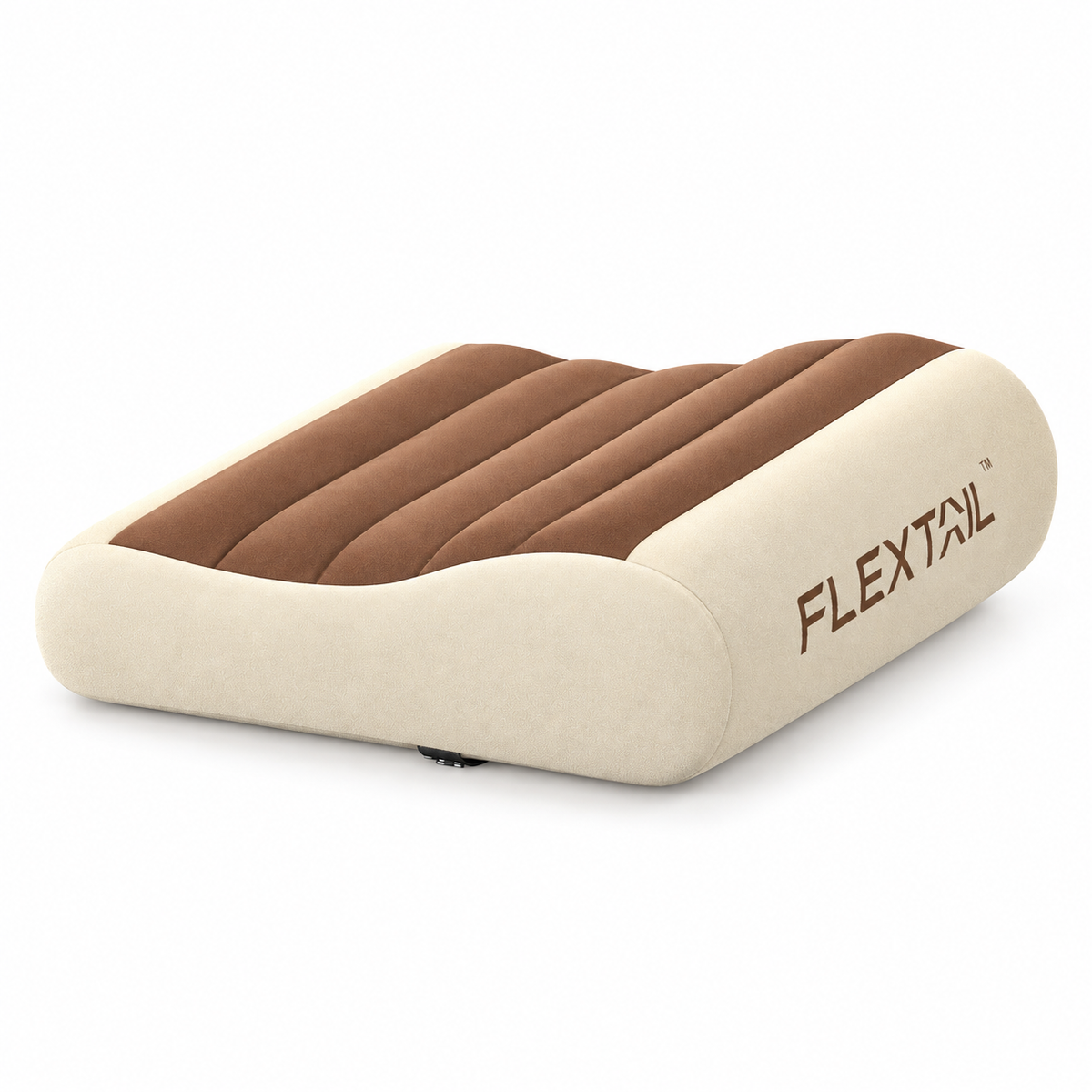 Inflatable Camping Pillow with Dual-Height Contour and Washable Cover Brown