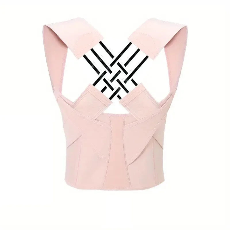 Adjustable Posture Corrector Brace for Back and Shoulders Pink