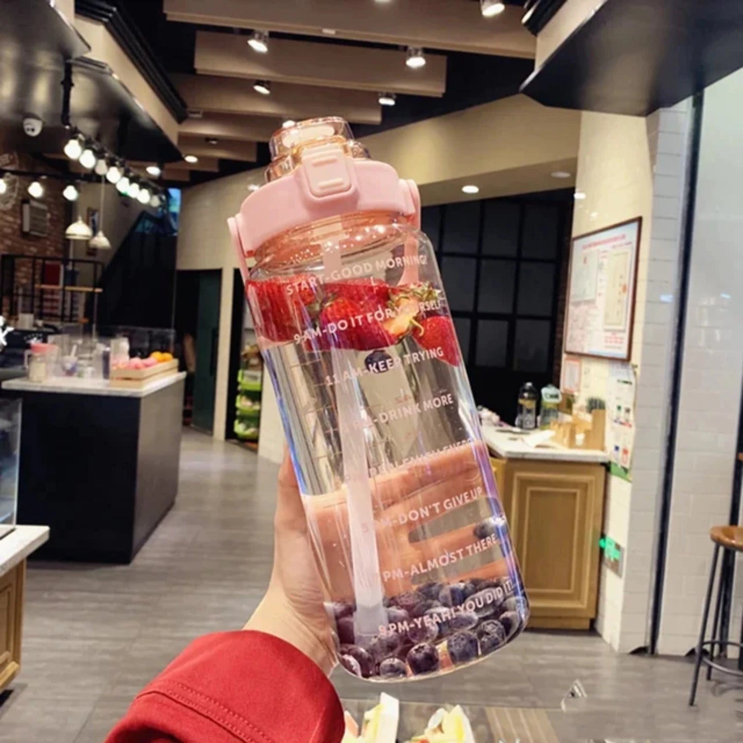 68oz Motivational Water Bottle | 2L BPA-Free Bottle with Time Marker & Straw | Leakproof, Reusable Hydration Tracker for Gym, Office & Travel