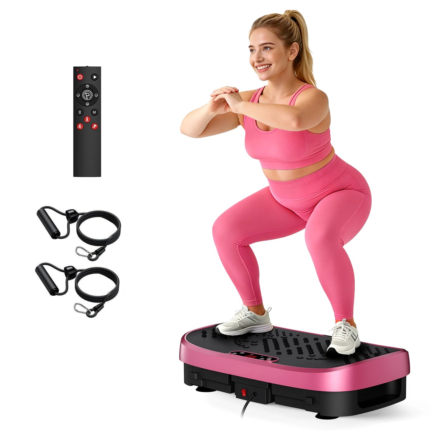 Vibration Plate Exercise Machine | Whole Body Shaker with 120 Speeds, 330 lb Capacity & Non-Slip Platform Pink