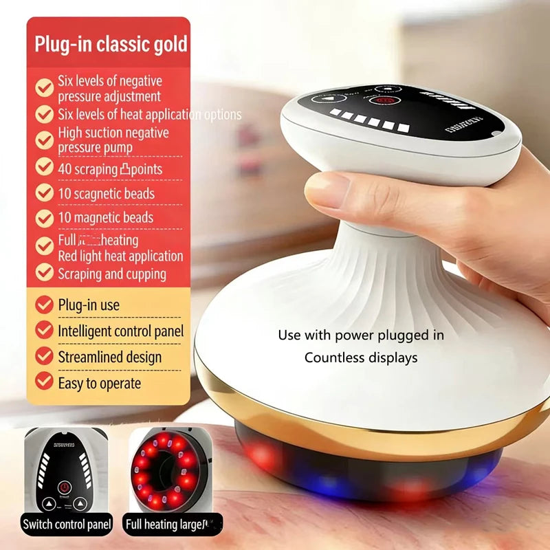 Electric Cupping Massager with Heat | Heated Suction Scraping Massage Device for Muscle Tension Relief