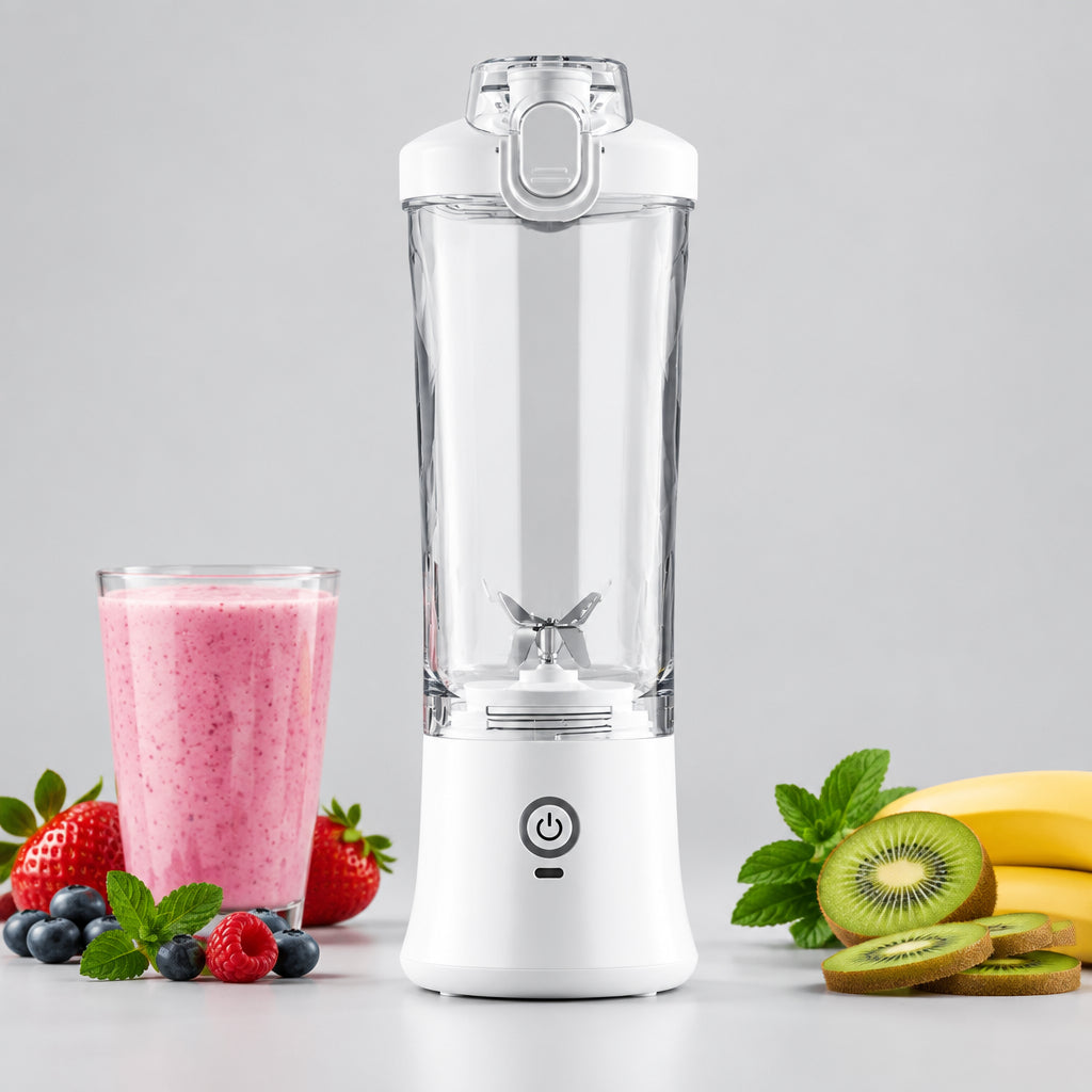 Portable Blender for Smoothies, 600 ml, USB-C Rechargeable, 6 Blades White