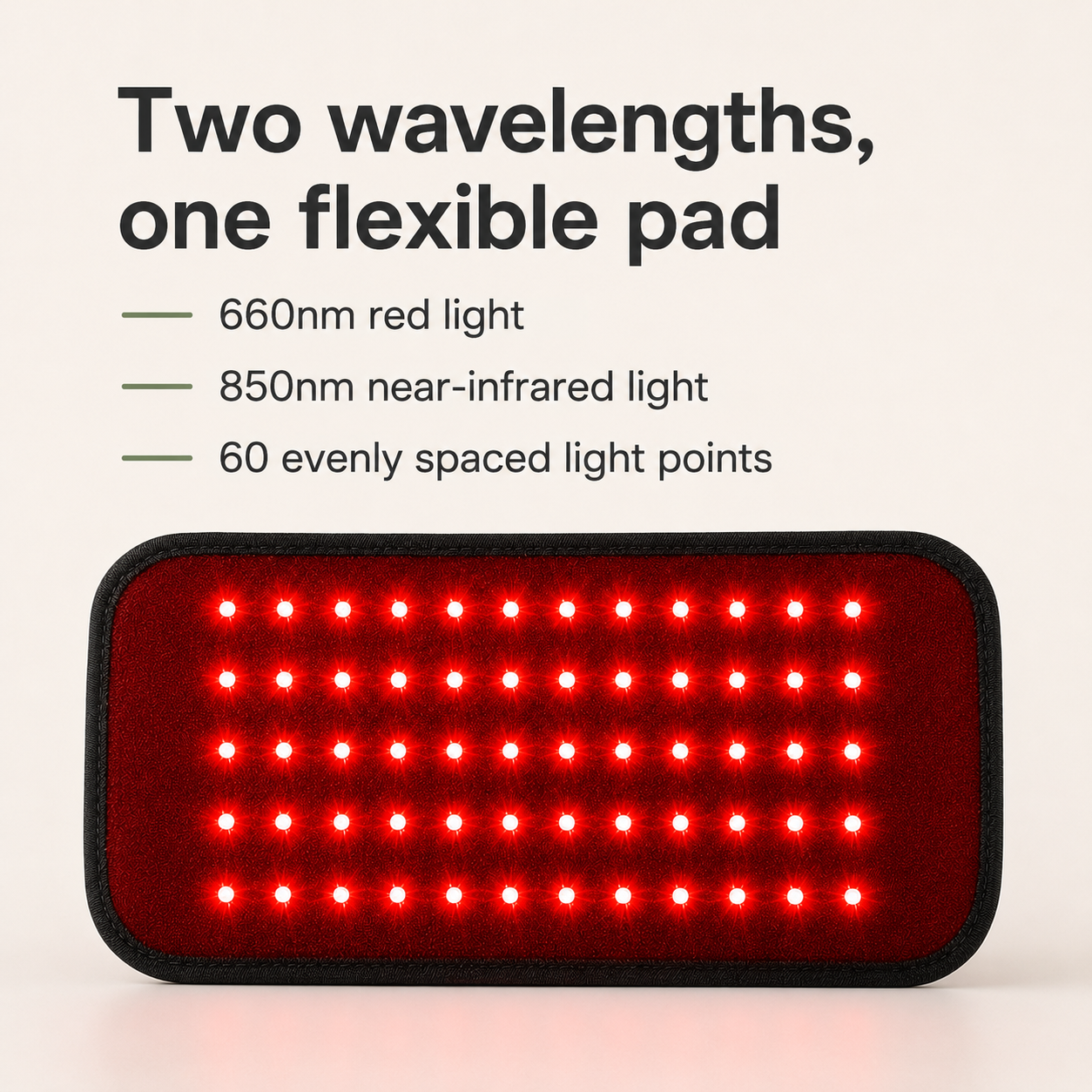 Red Light Therapy Belt | 660nm & 850nm Near-Infrared Wrap with 60-Light Grid, USB Power & 15–45 Min Timer