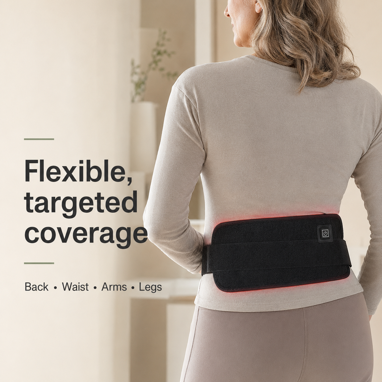 Red Light Therapy Belt | 660nm & 850nm Near-Infrared Wrap with 60-Light Grid, USB Power & 15–45 Min Timer