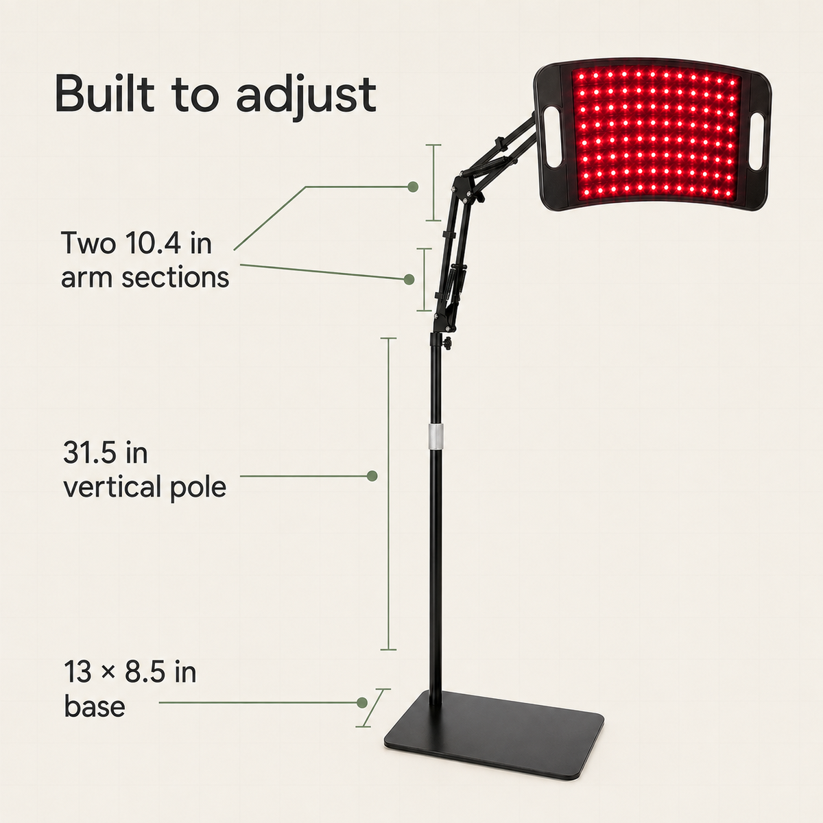 Red Light Therapy Panel with Adjustable Floor Stand, Near-Infrared LEDs and Timer