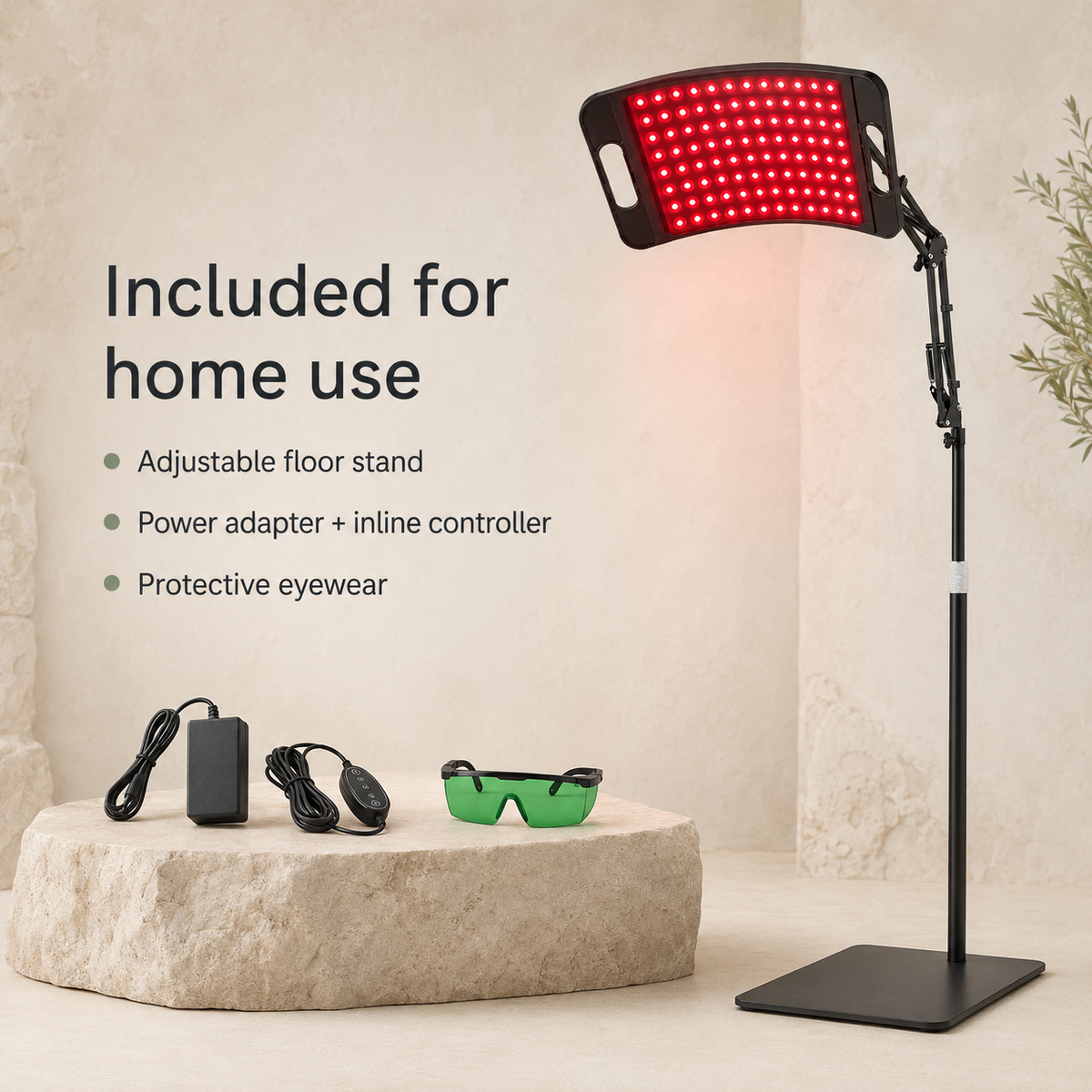Red Light Therapy Panel with Adjustable Floor Stand, Near-Infrared LEDs and Timer