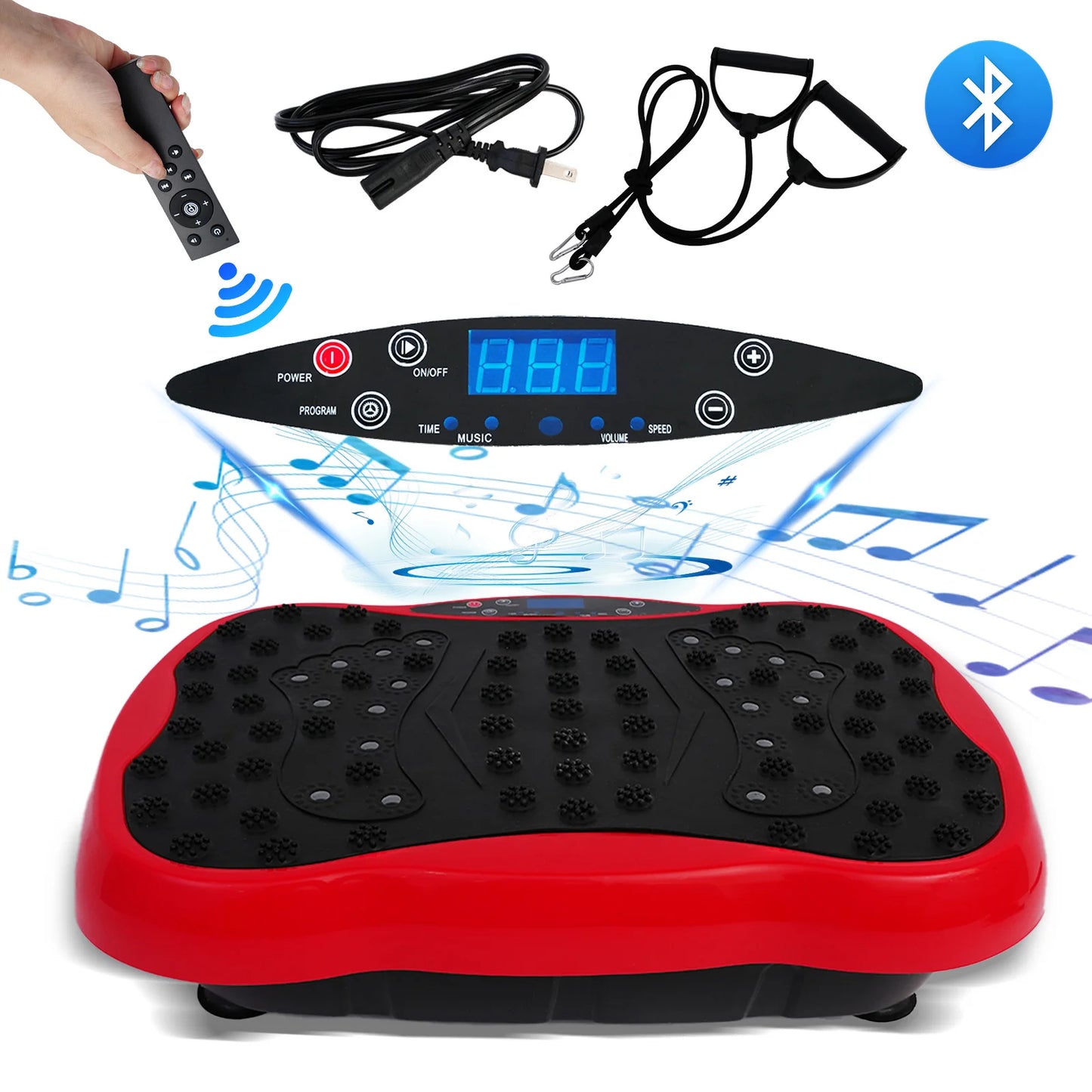 Vibration Plate Exercise Machine | Dual Motor Full Body Shaker with 120 Speeds, Resistance Bands & Remote Control Red