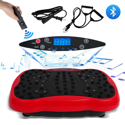 Vibration Plate Exercise Machine | Dual Motor Full Body Shaker with 120 Speeds, Resistance Bands & Remote Control Red