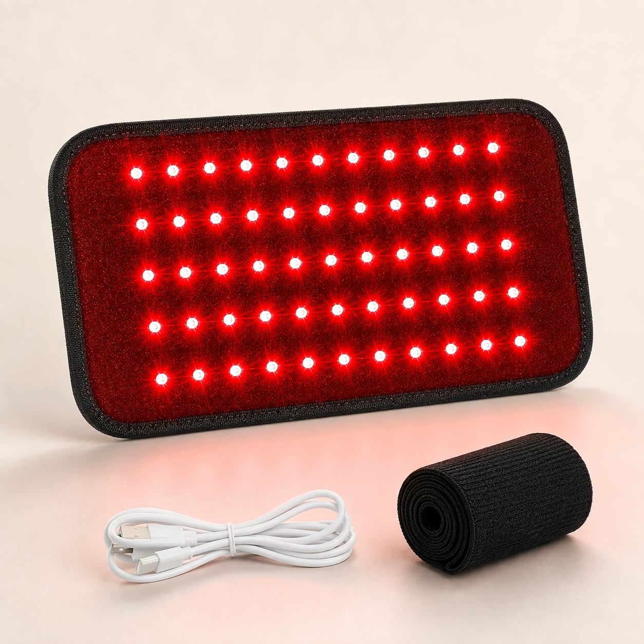 Red Light Therapy Belt | 660nm & 850nm Near-Infrared Wrap with 60-Light Grid, USB Power & 15–45 Min Timer