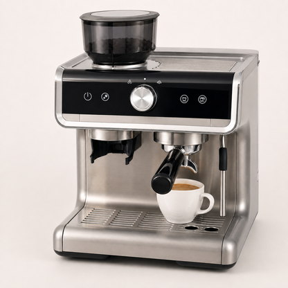 Semi-Automatic Espresso Machine with Built-In Burr Grinder, 20-Bar Pump, 30 Grind Settings, Steam Wand & 94.6 fl oz Tank