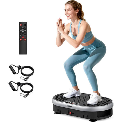 Vibration Plate Exercise Machine | Full Body Shaker with 120 Speeds, 9 Programs, Remote Control & 300 lb Capacity Silver