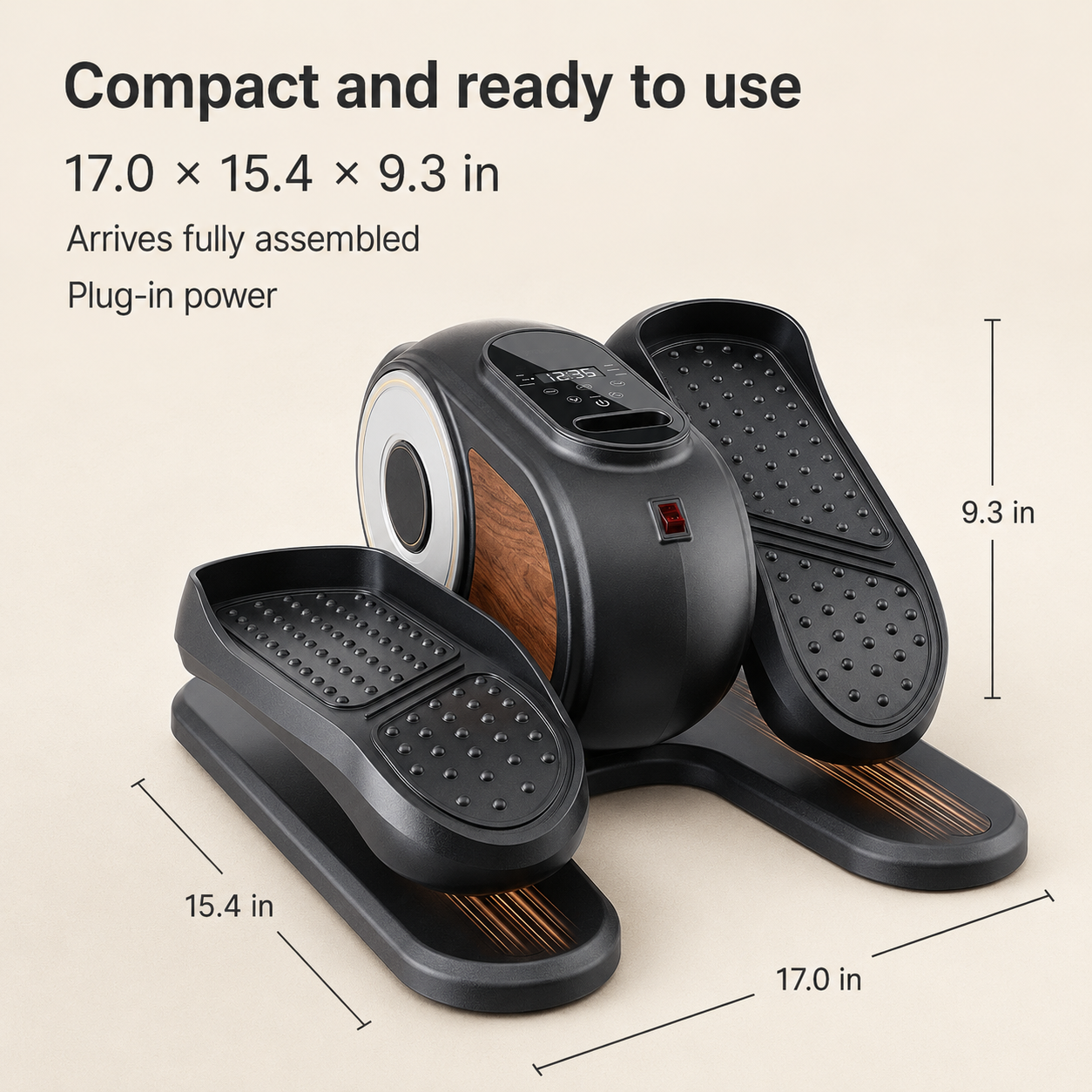 Electric Under Desk Elliptical Machine | Quiet Seated Pedal Exerciser with Remote, LCD Display, 12 Speeds and No Assembly
