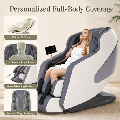 4D Full Body Massage Chair with 57-Inch SL Track | AI Voice Control, 12 Programs, Body Scan, Graphene Heat & Zero Gravity