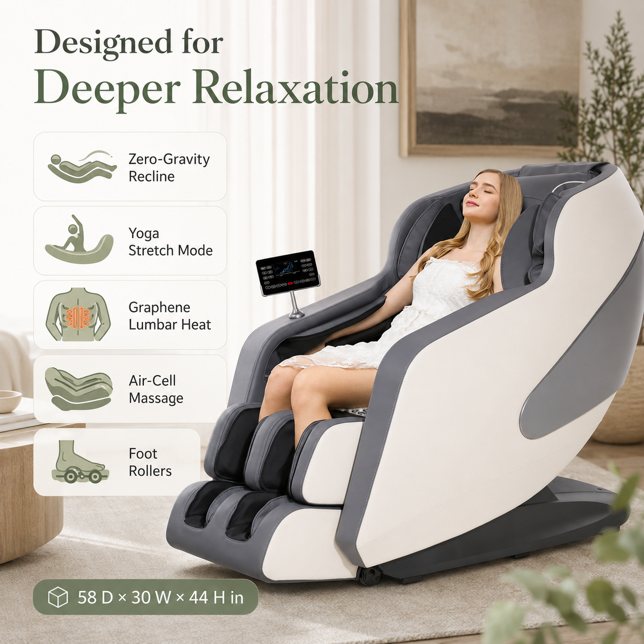 4D Full Body Massage Chair with 57-Inch SL Track | AI Voice Control, 12 Programs, Body Scan, Graphene Heat & Zero Gravity