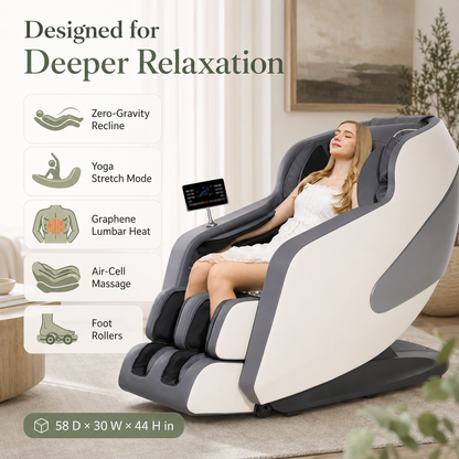 4D Full Body Massage Chair with 57-Inch SL Track | AI Voice Control, 12 Programs, Body Scan, Graphene Heat & Zero Gravity