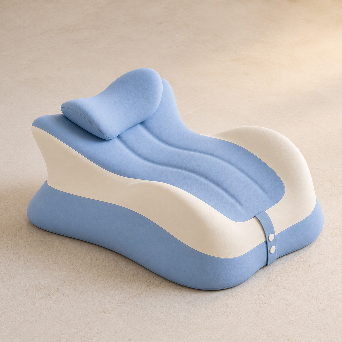 Memory Foam Prone Reading Pillow with Removable Headrest Blue & Ivory