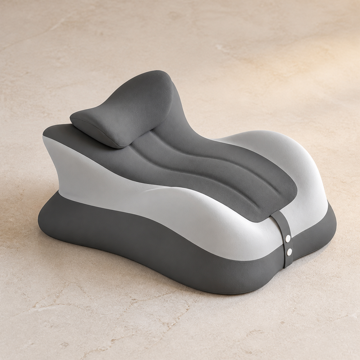 Memory Foam Prone Reading Pillow with Removable Headrest Gray
