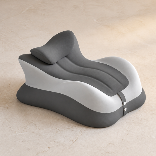 Memory Foam Prone Reading Pillow with Removable Headrest Gray