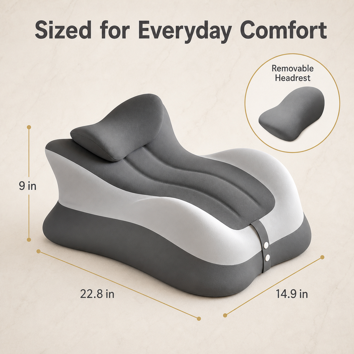 Memory Foam Prone Reading Pillow with Removable Headrest
