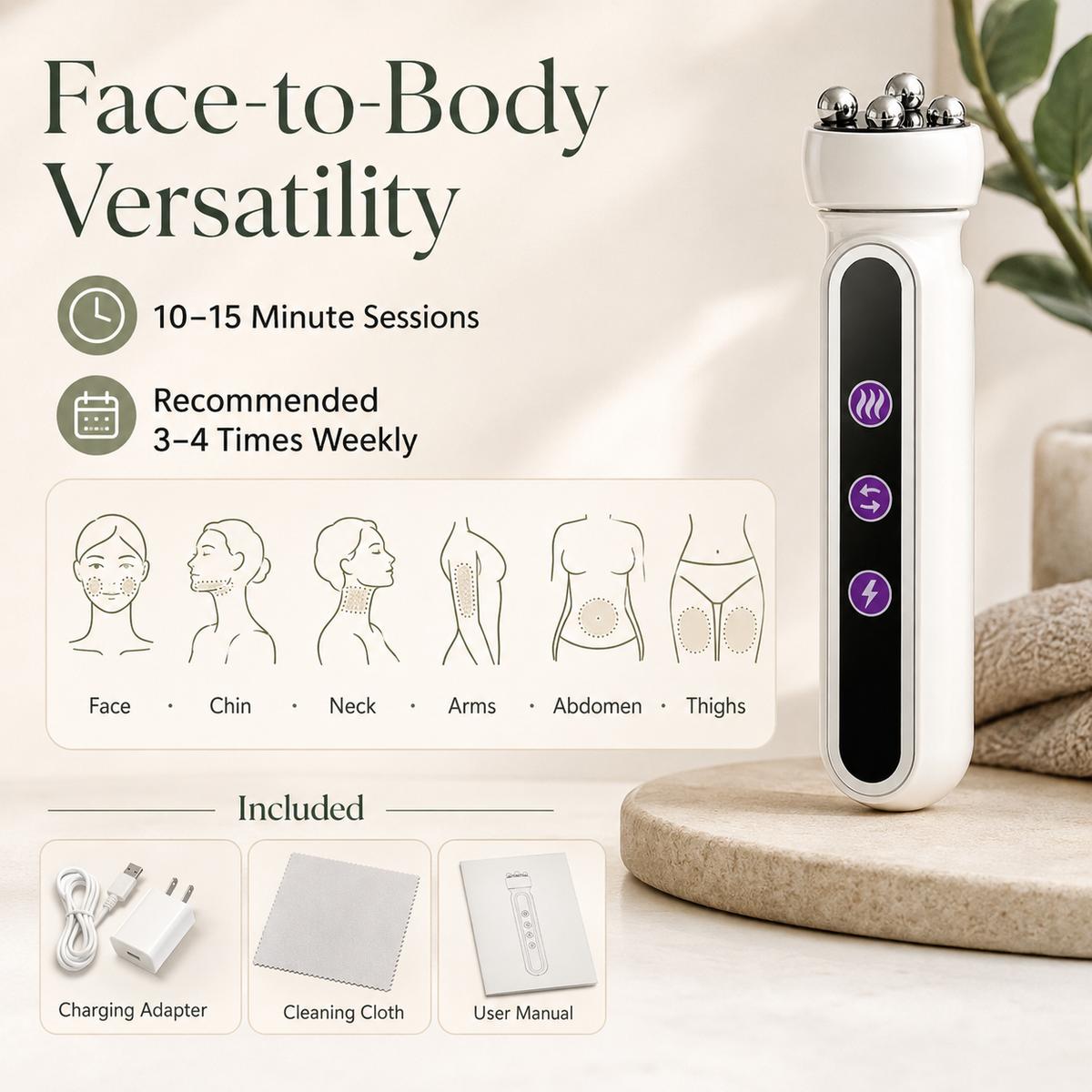 Electric Facial Roller with EMS, Heat and LED Modes